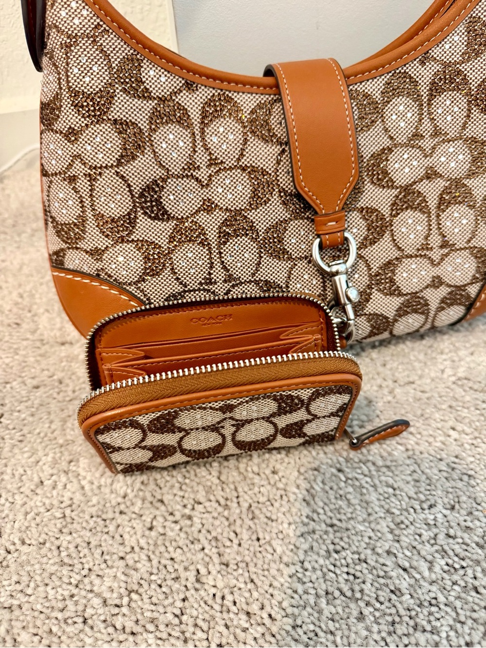The Coach Originals Hamptons 2005 Crystal
Signature Jacquard Hobo Bag & Wallet